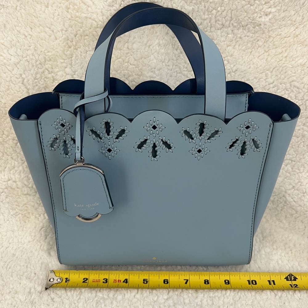 Kate Spade Magnolia Street Eyelet Mini Mina Light Blue Leather Purse, beautiful - Picture 14 of 16